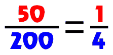 simplifying 50/200 into 1/4