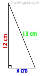 right angle triangle with known sides of 12 and 13 cm